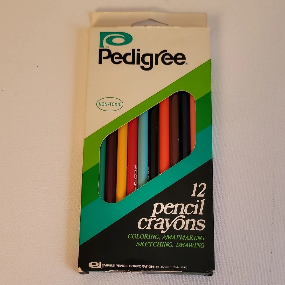 VTG 1974 Pedigree 12 Pencil Crayons Set Used